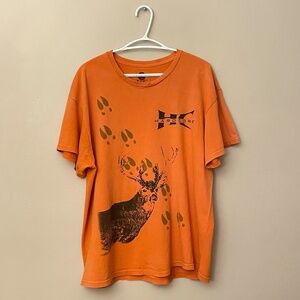 Vintage Hardcore Orange Deer Hunting Cotton Graphic T-Shirt